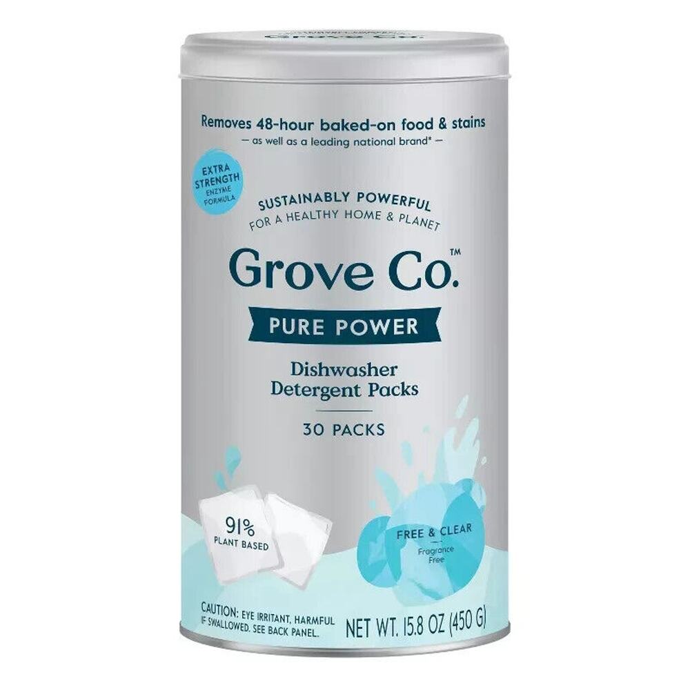 Grove Co. Total Clean Dishwasher Detergent Packs - Pure Power 30 Count New SL